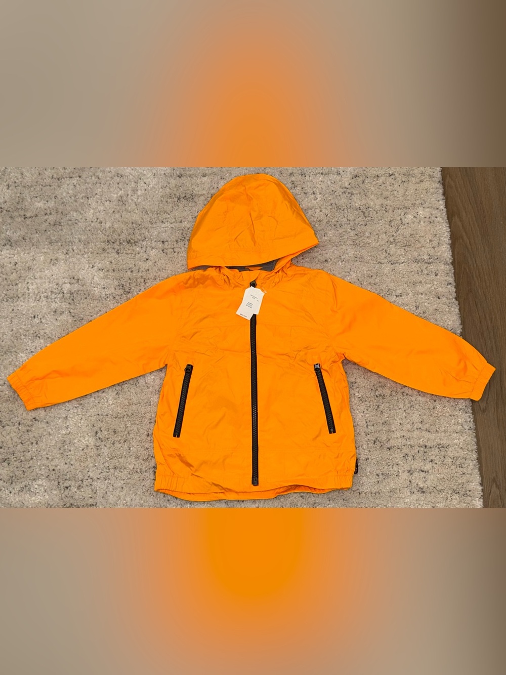 NWT Baby Gap Toddler Hooded Windbreaker Jacket Orange Full Zip Size 4 Years